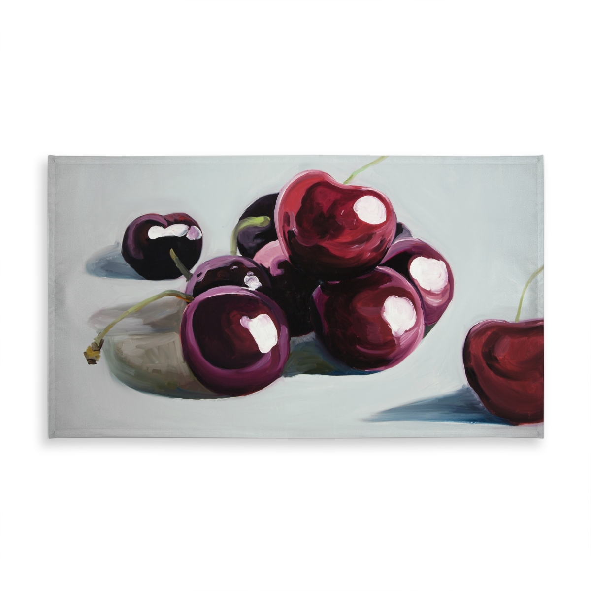 Picture of Begin Home Decor C1TCLRGEOMPT1Q 58 x 102 in. Romantic White Tablecloth - Glossy Dark Cherries Design