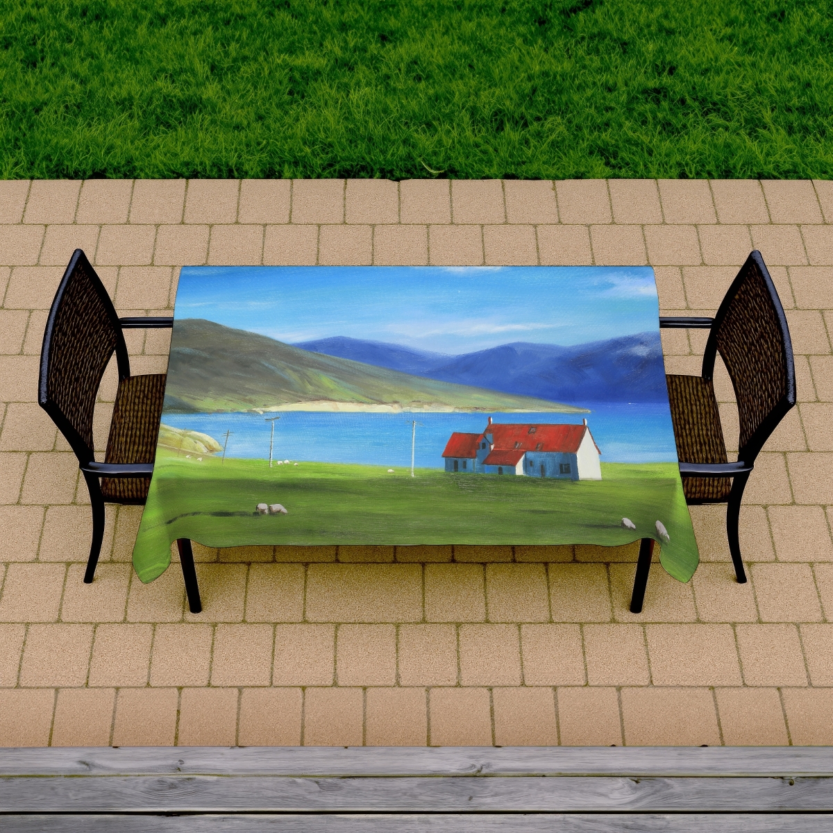 Picture of Begin Home Decor C1TCLRGEP576Y4 58 x 102 in. Blue Trees Tablecloth - Scottish Highlands Home Decor