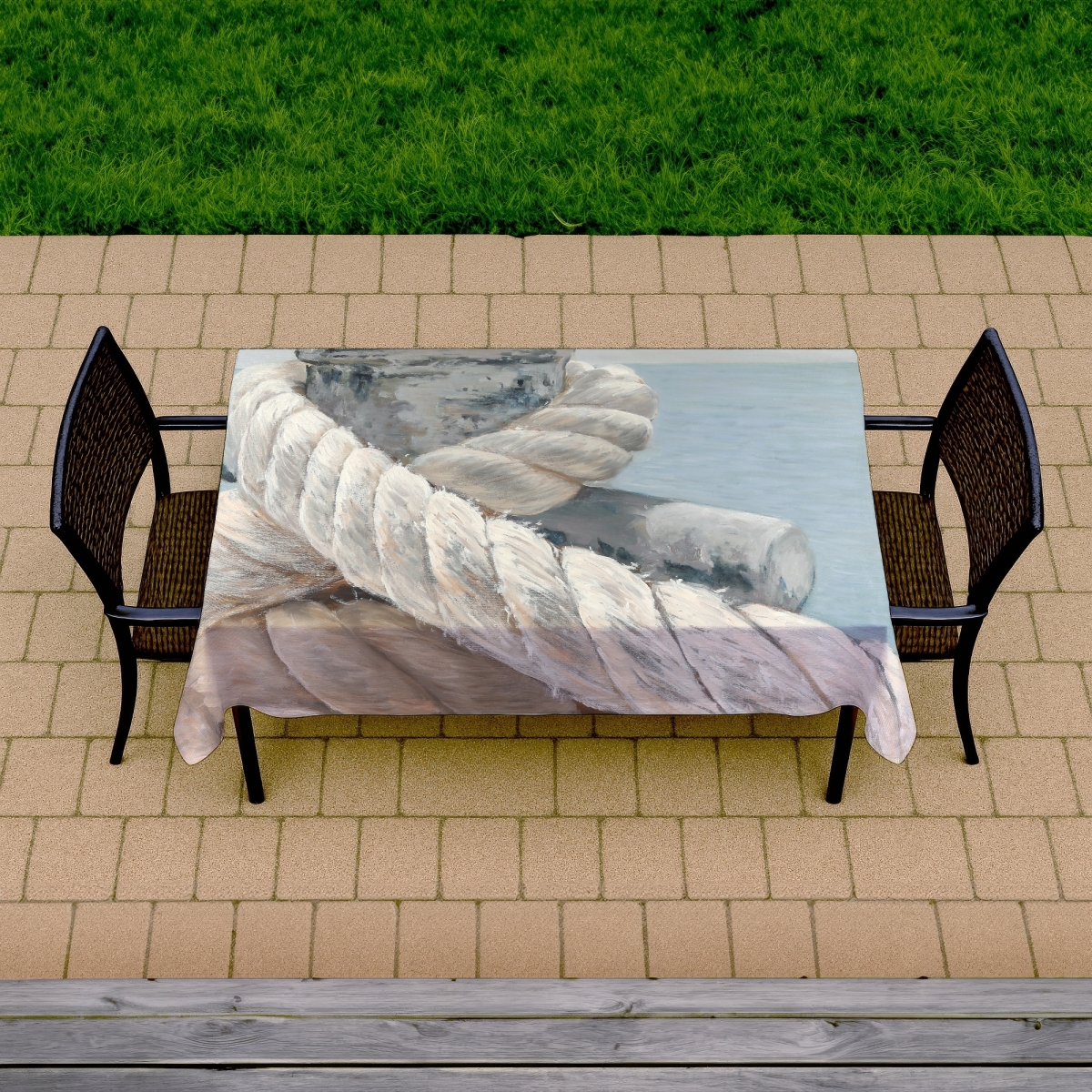 Picture of Begin Home Decor C1TCLRGESAOSAE 58 x 102 in. Boat White Marine Tablecloth - Indoor Outdoor Home Decor