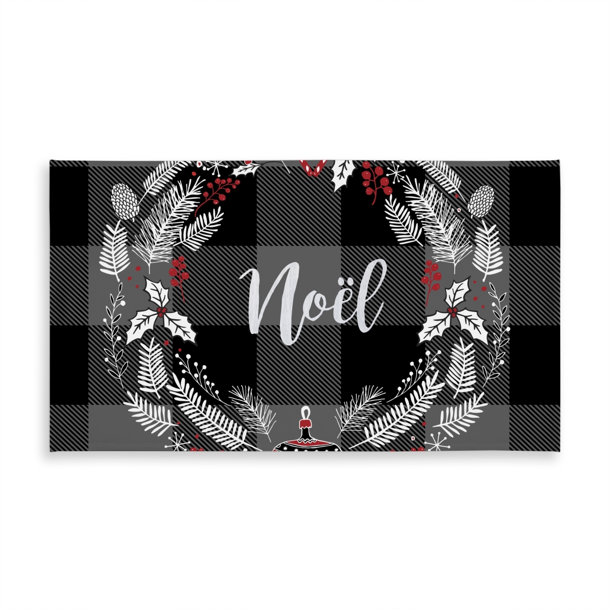 Picture of Begin Home Decor C1TCLRGE2O5SQE 58 x 102 in. Christmas Wreath Gray Tablecloth - Indoor & Outdoor Home Decor
