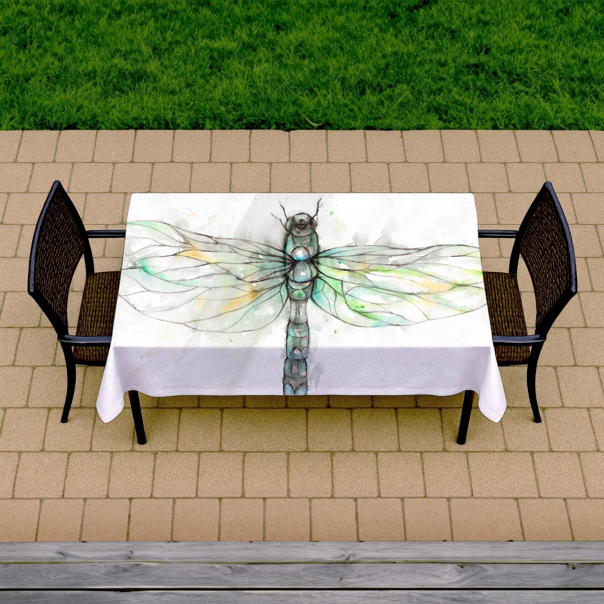 Picture of Begin Home Decor C1TCLRGEZ7SEWK 58 x 102 in. Dragonfly Tablecloth - Green Animals Home Decor Indoor & Outdoor