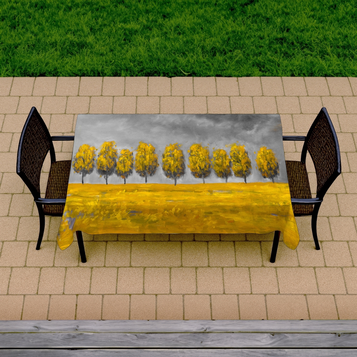 Picture of Begin Home Decor C1TCLRGEXGIG7E 58 x 102 in. Trees in A Field Tablecloth - Indoor & Outdoor Home Decor