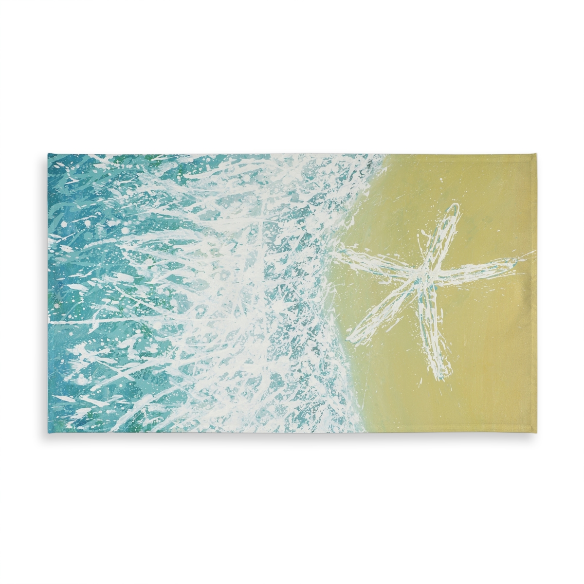 Picture of Begin Home Decor C1TCLRGE1WRLB7 58 x 102 in. Coastal Bedroom Tablecloth - Right Side Seastar & Wave Decor