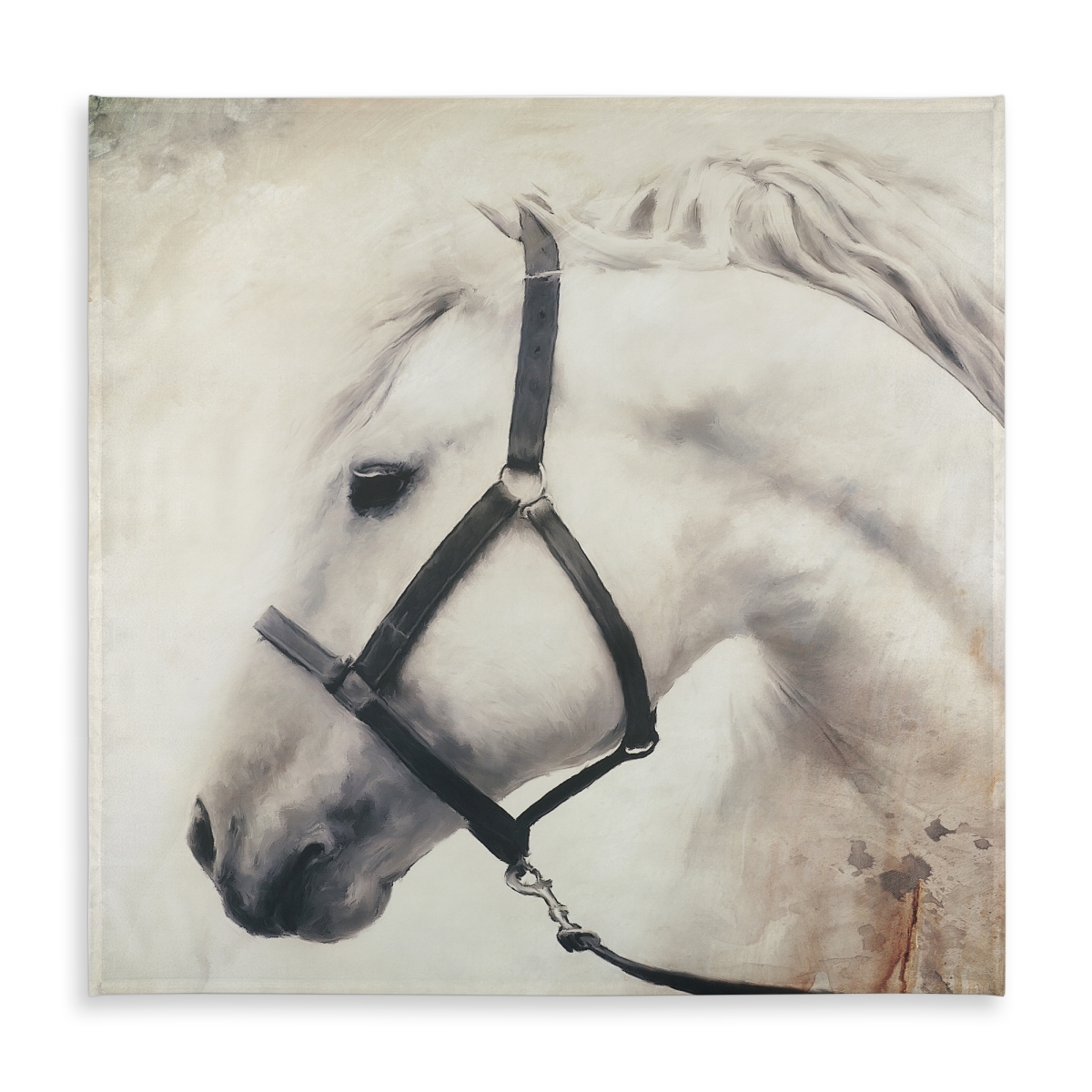 Picture of Begin Home Decor C1TC5858HG95ZG 58 x 58 in. Darius the White Horse Tablecloth - Stylish Indoor Outdoor Decor