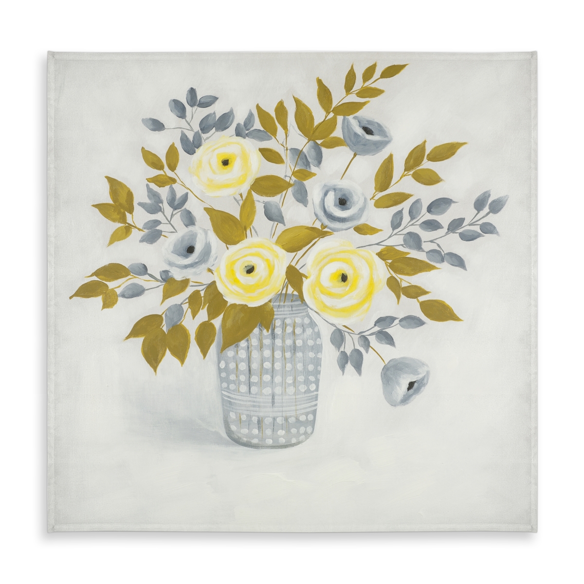 Picture of Begin Home Decor C1TC5858E4O0IA 58 x 58 in. Botanical Gray Tablecloth - Flowers in A Vase - Indoor & Outdoor