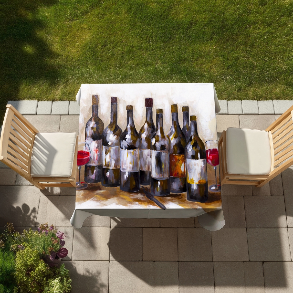 Picture of Begin Home Decor C1TC5858HGX4PQ 58 x 58 in. Red Wine Tablecloth - Indoor & Outdoor Kitchen Decor Essential