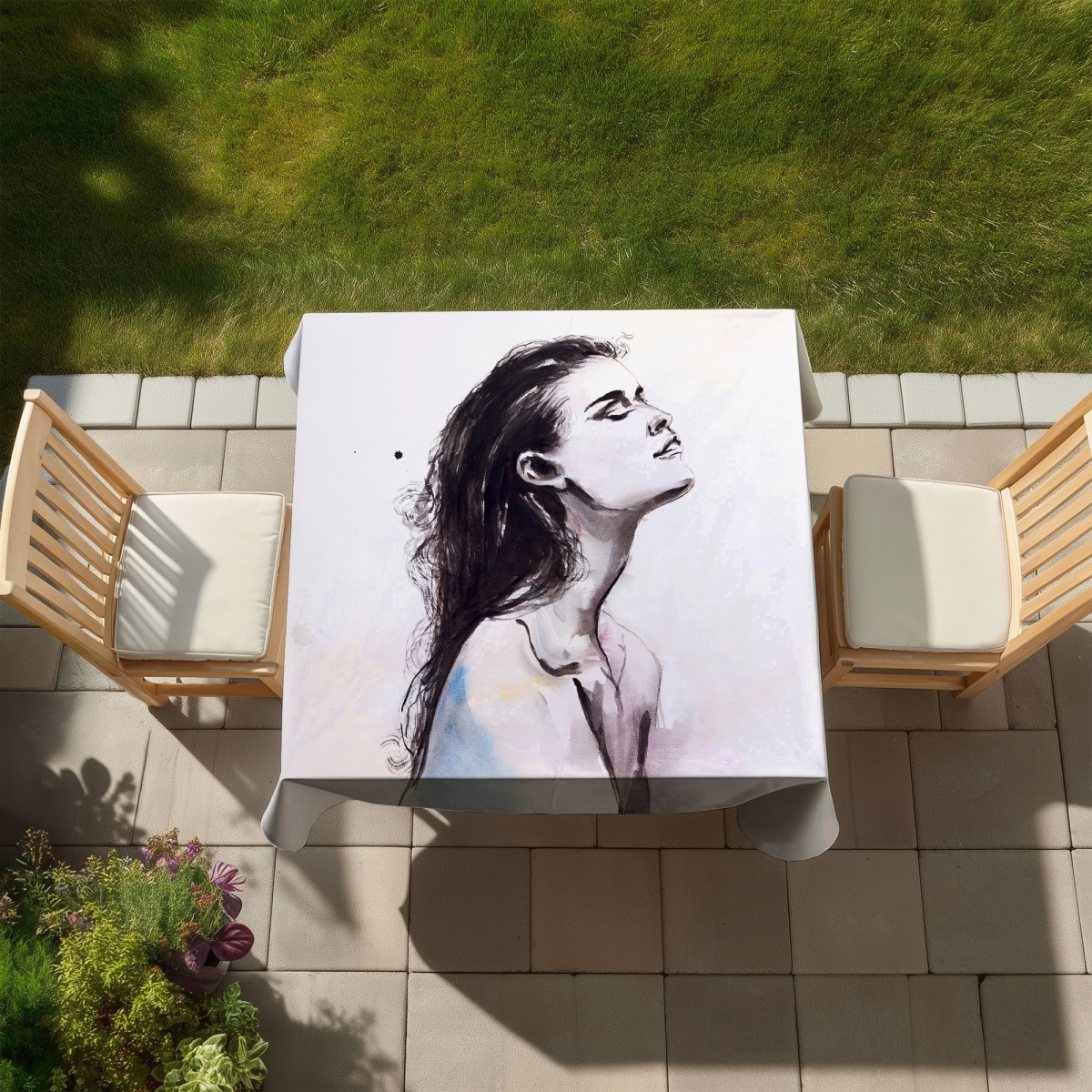 Picture of Begin Home Decor C1TC5858HK2DEC 58 x 58 in. Bare Skin Tablecloth - Romantic Indoor & Outdoor Decor