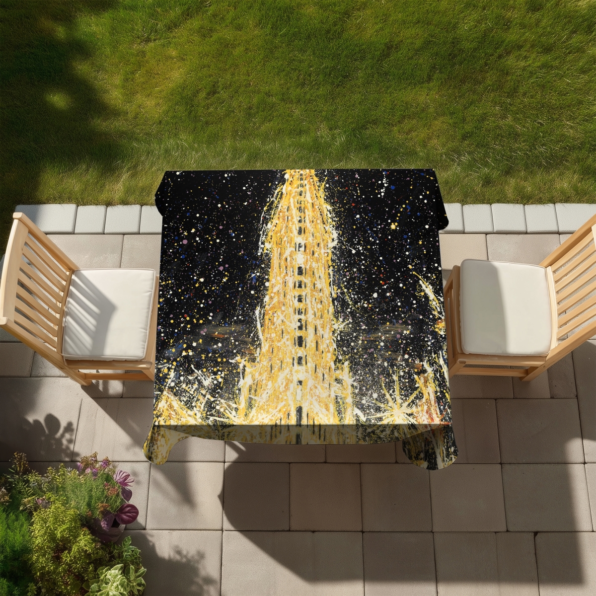 Picture of Begin Home Decor C1TC5858UE0G8O 58 x 58 in. Building Cities Tablecloth - Flatiron Building Design Decor