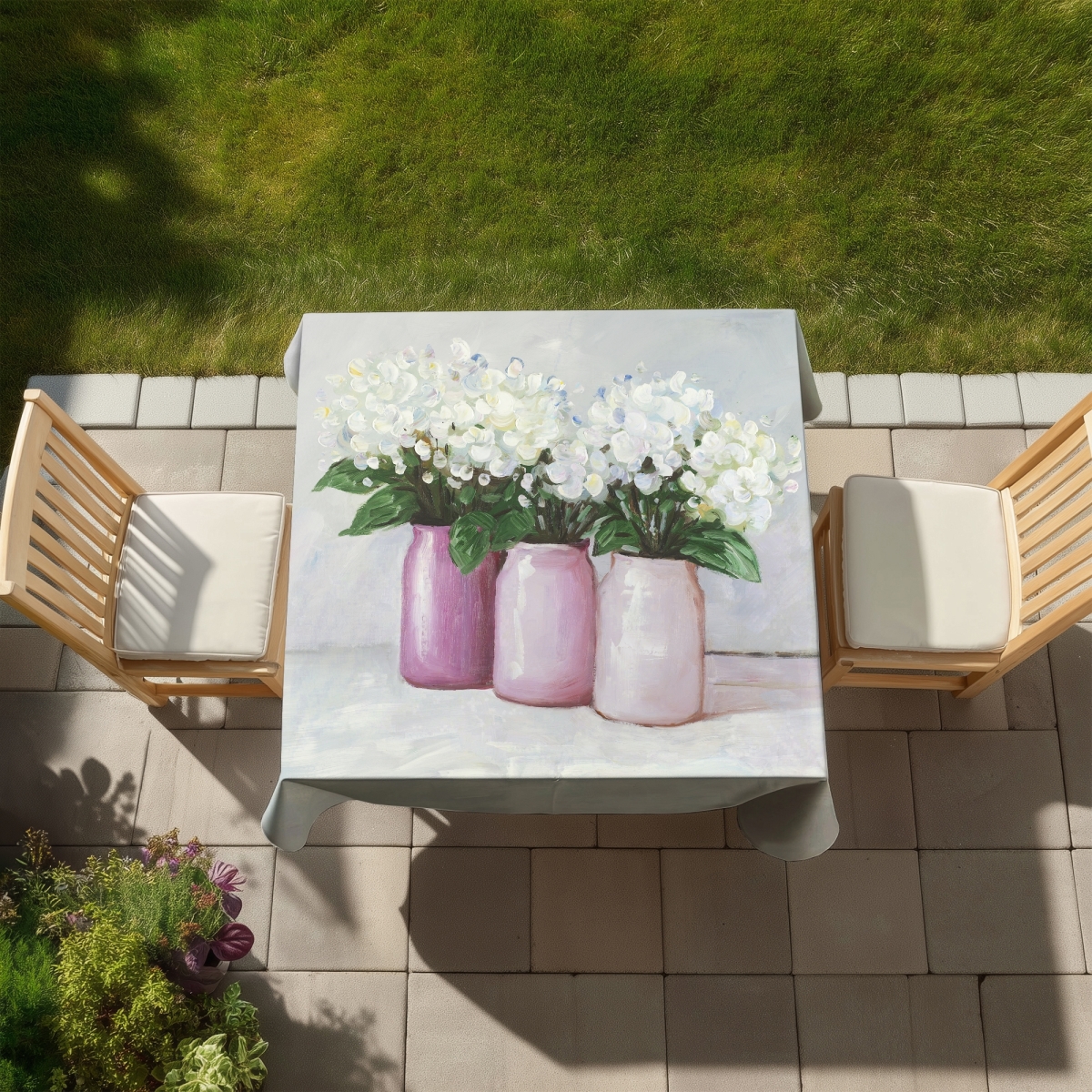 Picture of Begin Home Decor C1TC58586EG1ER 58 x 58 in. Hydrangea Floral Tablecloth - Indoor & Outdoor Home Decor