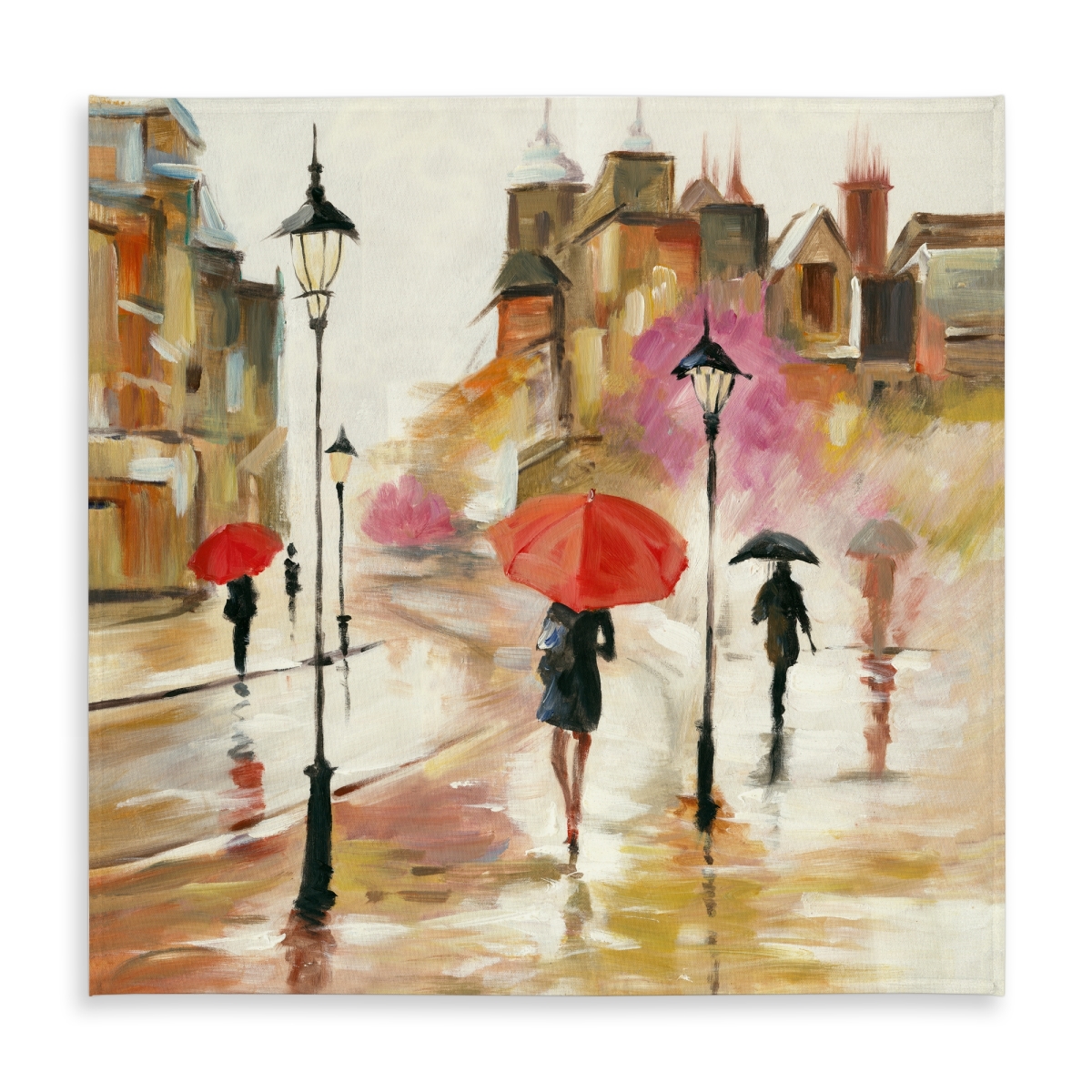 Picture of Begin Home Decor C1TC5858WZZ3N5 58 x 58 in. Red Indoor & Outdoor Tablecloth - Passersby Under Umbrellas Decor