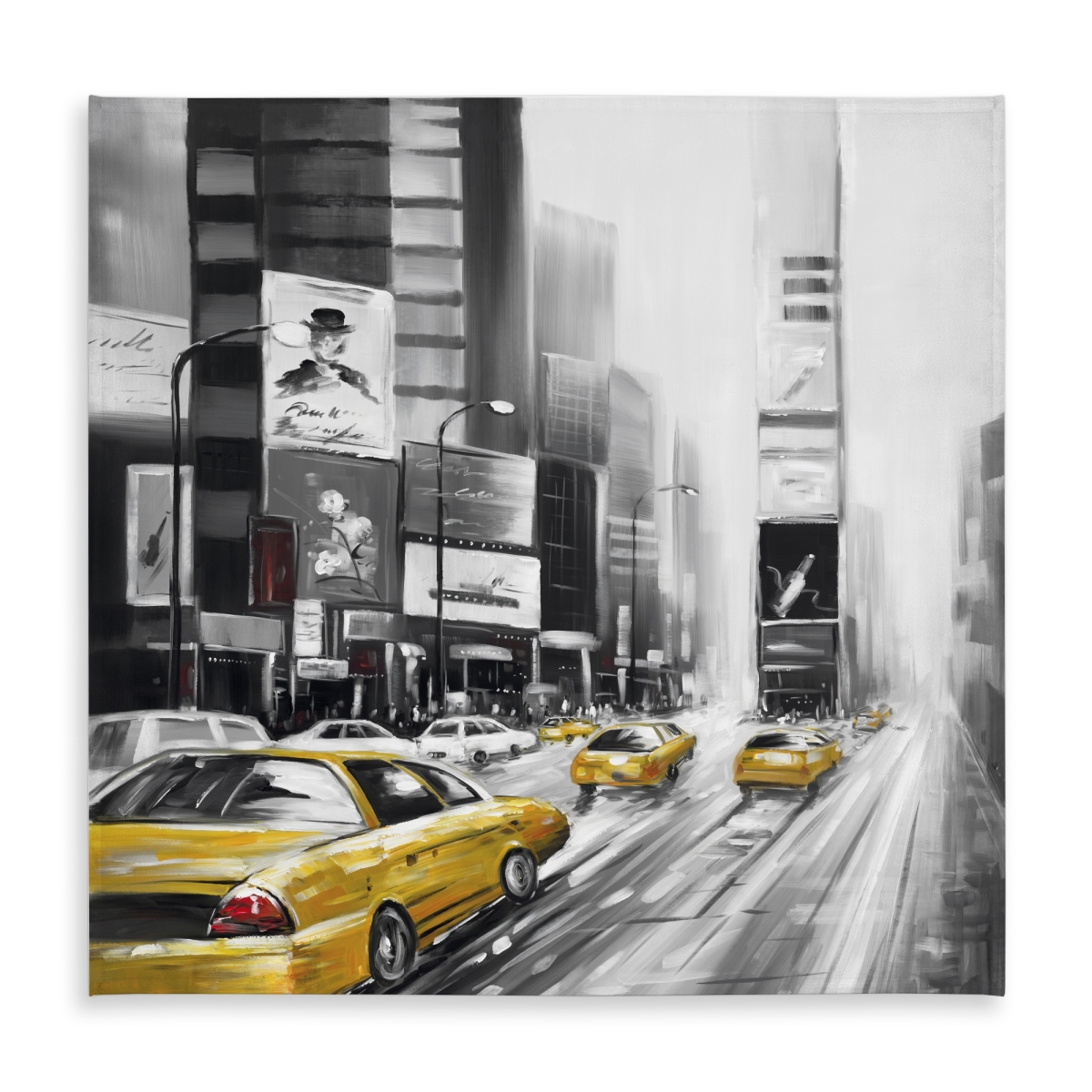 Picture of Begin Home Decor C1TC5858J77N1X 58 x 58 in. Times Square Yellow Taxis Tablecloth - Gray Indoor & Outdoor Decor