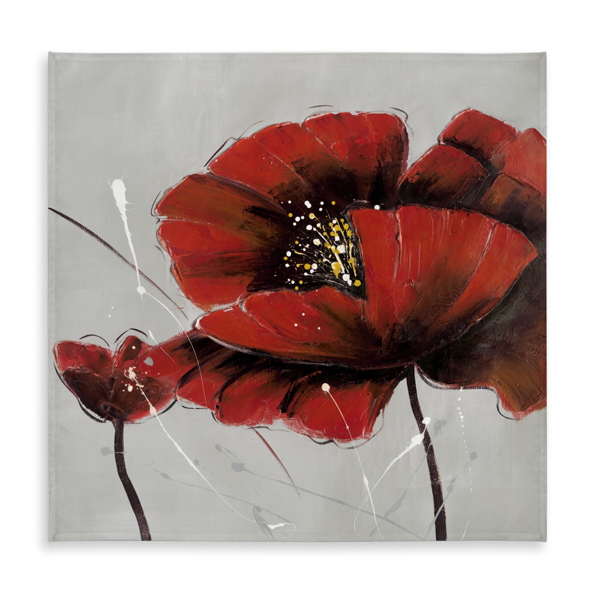 Picture of Begin Home Decor C1TC5858EQ8RMK 58 x 58 in. Gray Botanical Tablecloth - Red Poppy Flowers Indoor & Outdoor