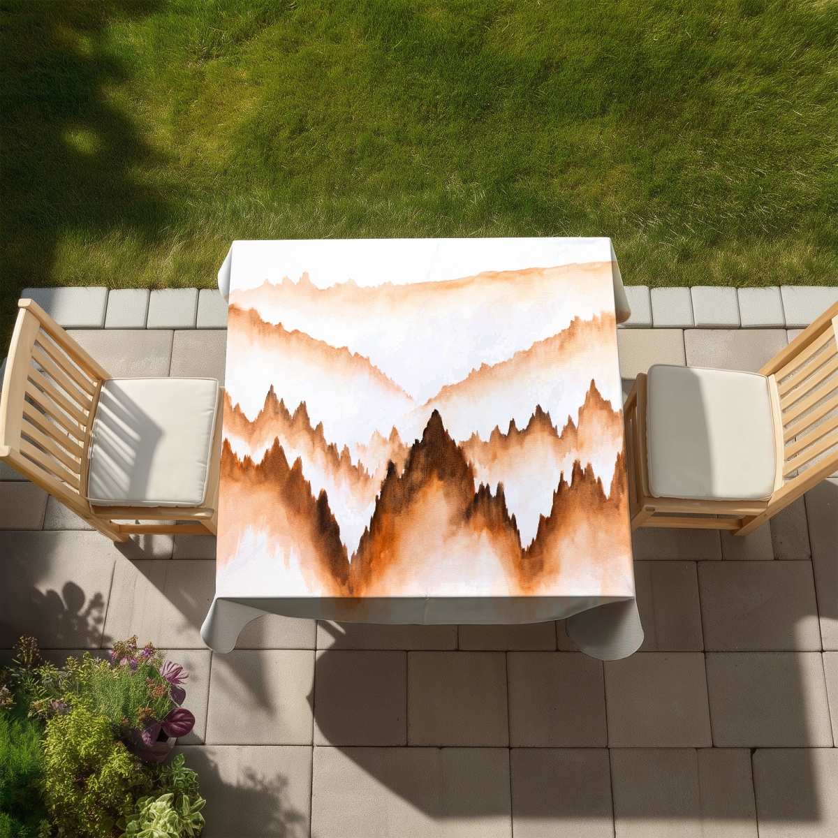 Picture of Begin Home Decor C1TC5858CKI7CQ 58 x 58 in. Brown Mountains Tablecloth - Indoor & Outdoor Home Decor