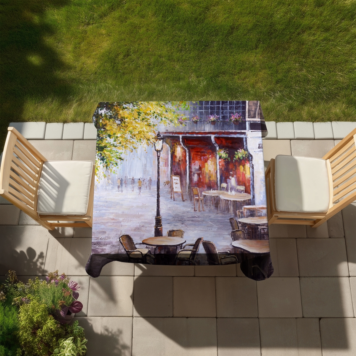 Picture of Begin Home Decor C1TC58582TIF63 58 x 58 in. Trees Street Scenery Tablecloth - Indoor Outdoor Home Decor