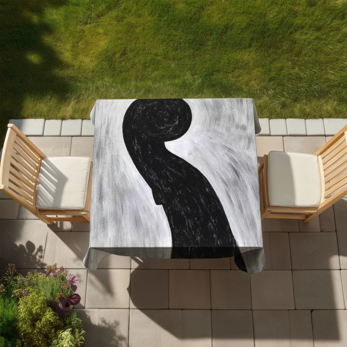 Picture of Begin Home Decor C1TC5858RC4E87 58 x 58 in. Scroll Violin Monochrome Tablecloth - Indoor & Outdoor Home Decor