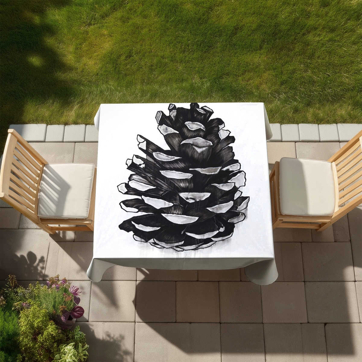 Picture of Begin Home Decor C1TC5858KGMHRT 58 x 58 in. Rustic Pine Cone Tablecloth - Indoor & Outdoor Home Decor