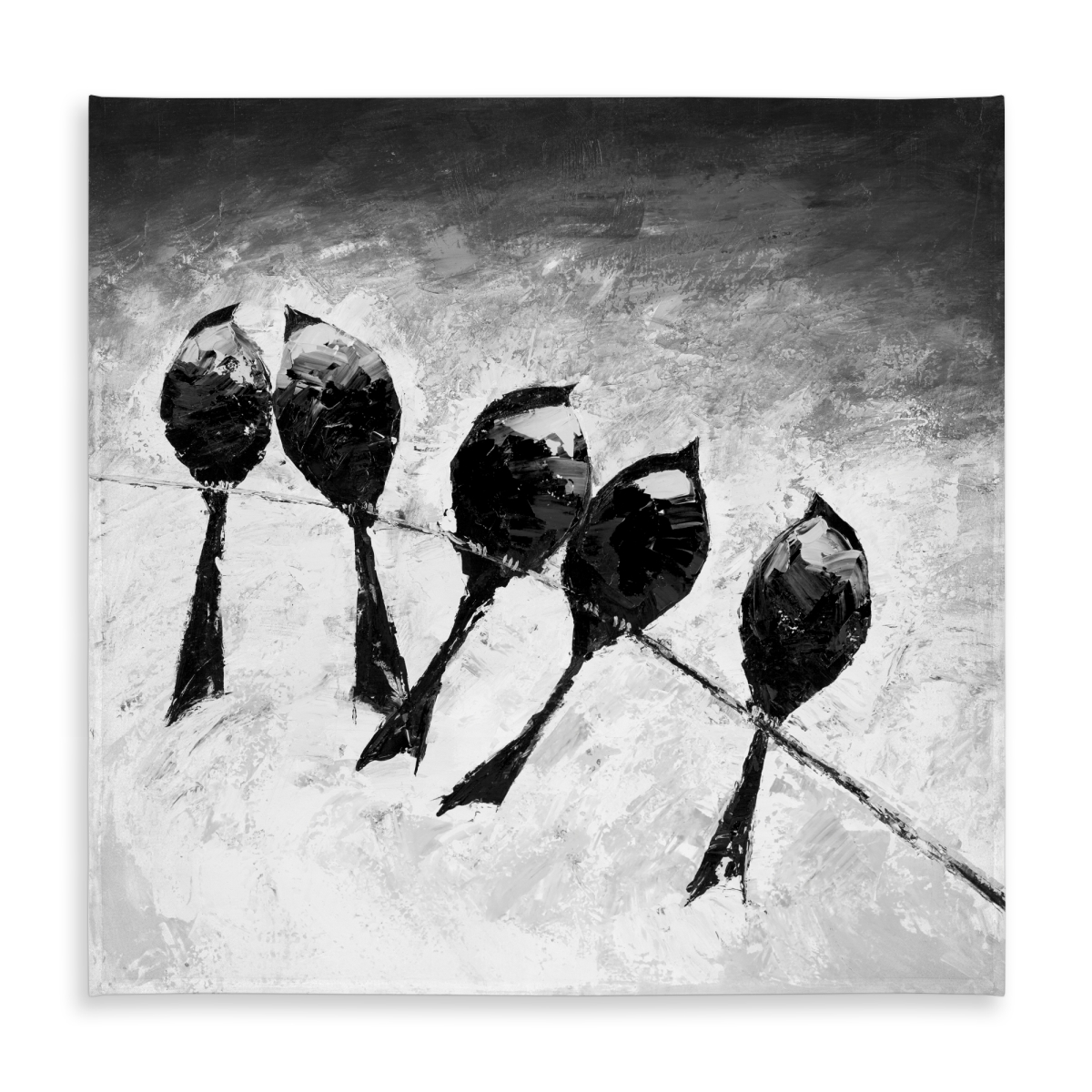 Picture of Begin Home Decor C1TC5858QI0TS4 58 x 58 in. Five Birds Tablecloth - White Bird Monochrome Decor
