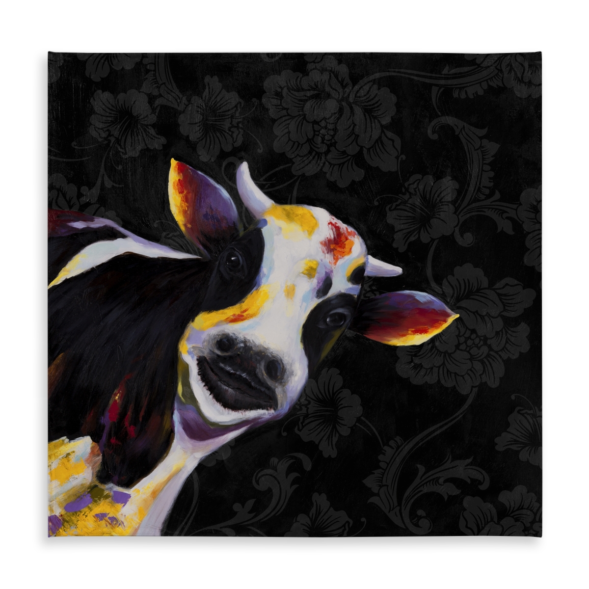 Picture of Begin Home Decor C1TC5858PGEMKF 58 x 58 in. Bedroom White Rustic Tablecloth - Funny Cow Decor Indoor & Outdoor