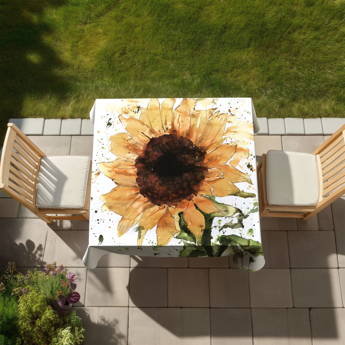 Picture of Begin Home Decor C1TC58584OVDX5 58 x 58 in. Brown Rustic Botanical Tablecloth - Big Sunflower Home Decor