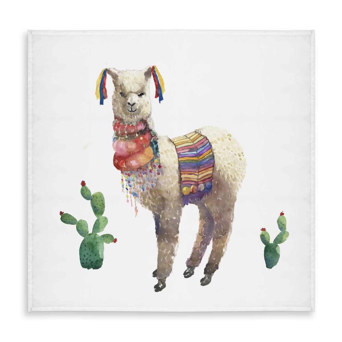 Picture of Begin Home Decor C1TC5858V9XMVZ 58 x 58 in. Lama Parade Tablecloth - Ethnic Bedroom Animals Home Decor