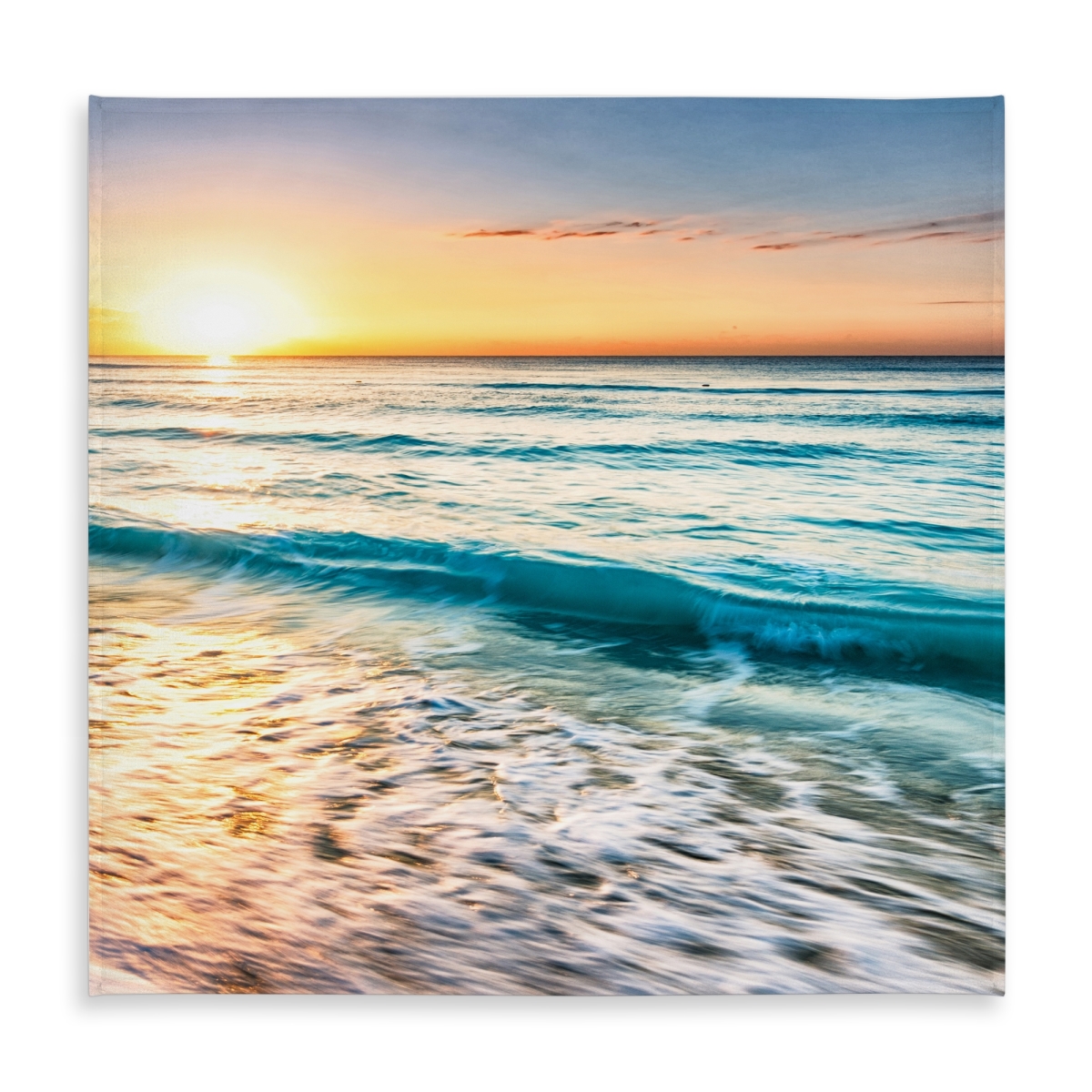 Picture of Begin Home Decor C1TC5858R85S2T 58 x 58 in. Teal Waves Tablecloth - Indoor Outdoor Home Decor Table Cover