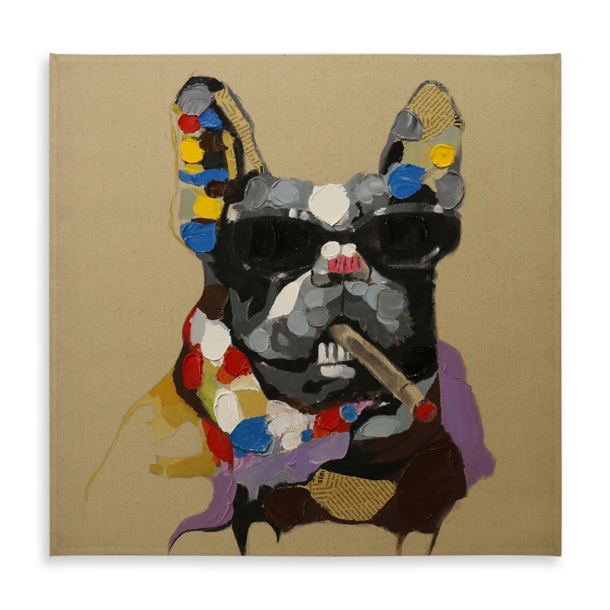 Picture of Begin Home Decor C1TC5858W0SSSA 58 x 58 in. Abstract Smoking Dog Tablecloth - Pets Gray Man Cave Decor