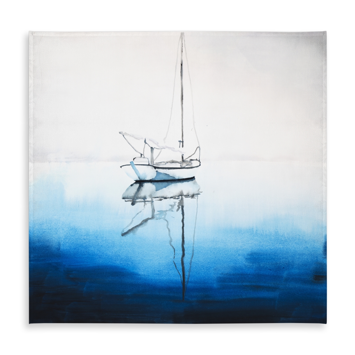 Picture of Begin Home Decor C1TC5858FWJQO5 58 x 58 in. Boat Bedroom Blue Tablecloth - White Boat on Deep Blue Water