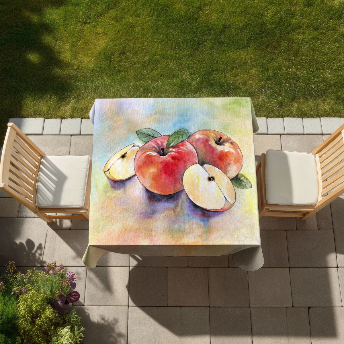 Picture of Begin Home Decor C1TC5858U4XMNR 58 x 58 in. Apple Harvest Tablecloth - Indoor & Outdoor Yellow Decor