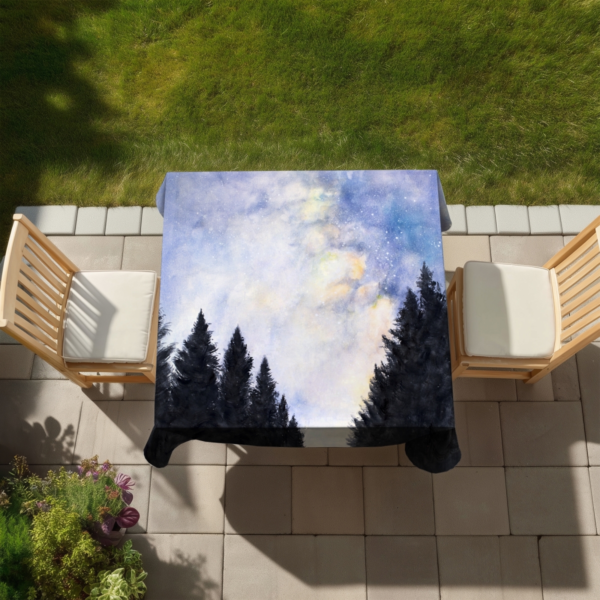 Picture of Begin Home Decor C1TC58587RNTO6 58 x 58 in. Starry Sky in Forest Tablecloth - Indoor & Outdoor Home Decor