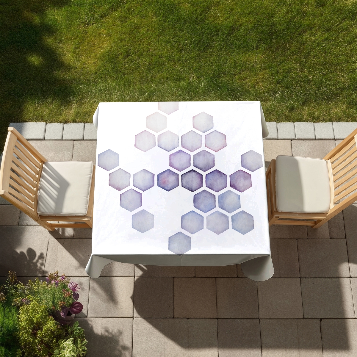 Picture of Begin Home Decor C1TC5858OJ16K0 58 x 58 in. Alveoli Lilac Abstract Purple Tablecloth - Indoor & Outdoor Decor