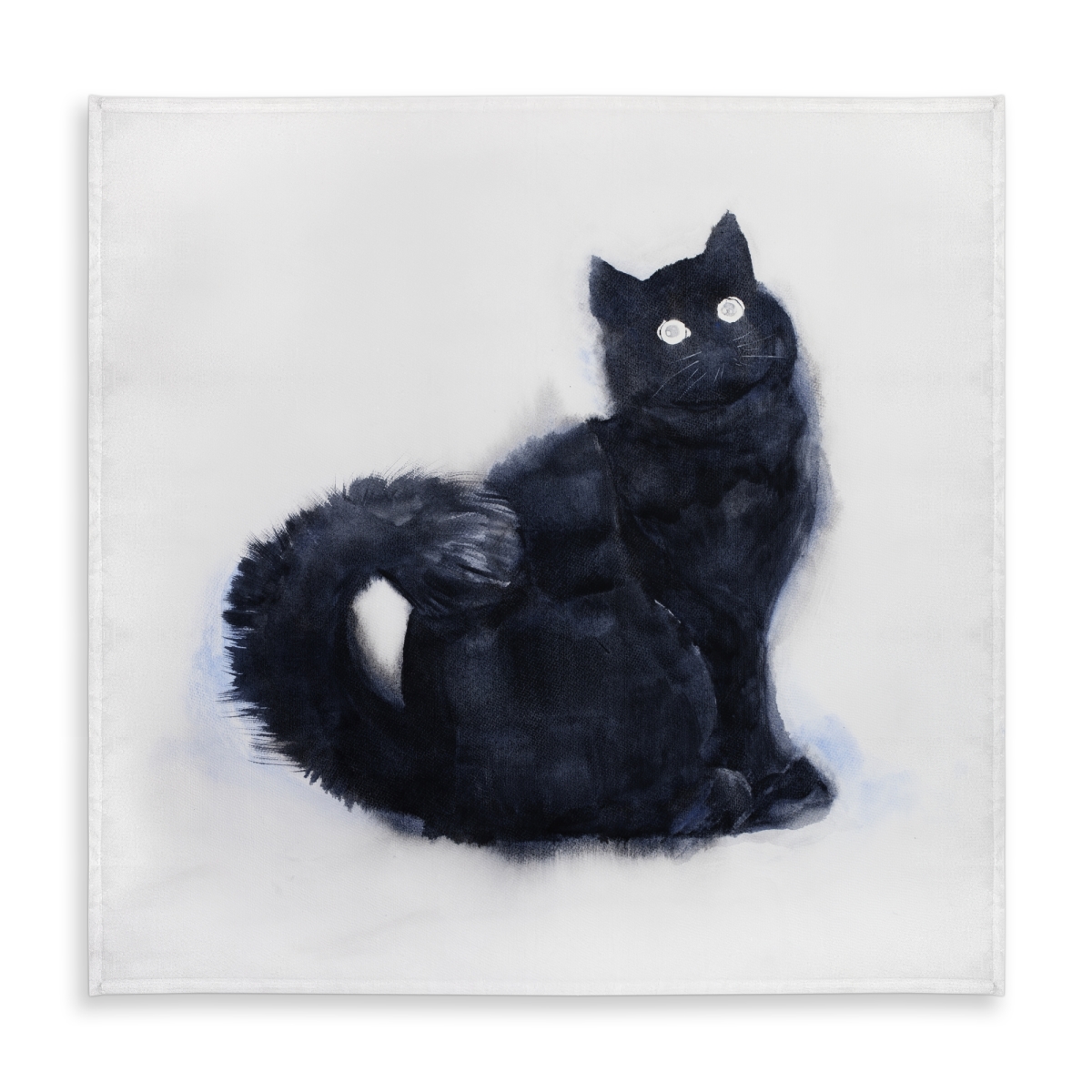 Picture of Begin Home Decor C1TC5858RLO0CG 58 x 58 in. Furry Black Watercolor Cat Tablecloth - Indoor & Outdoor Decor