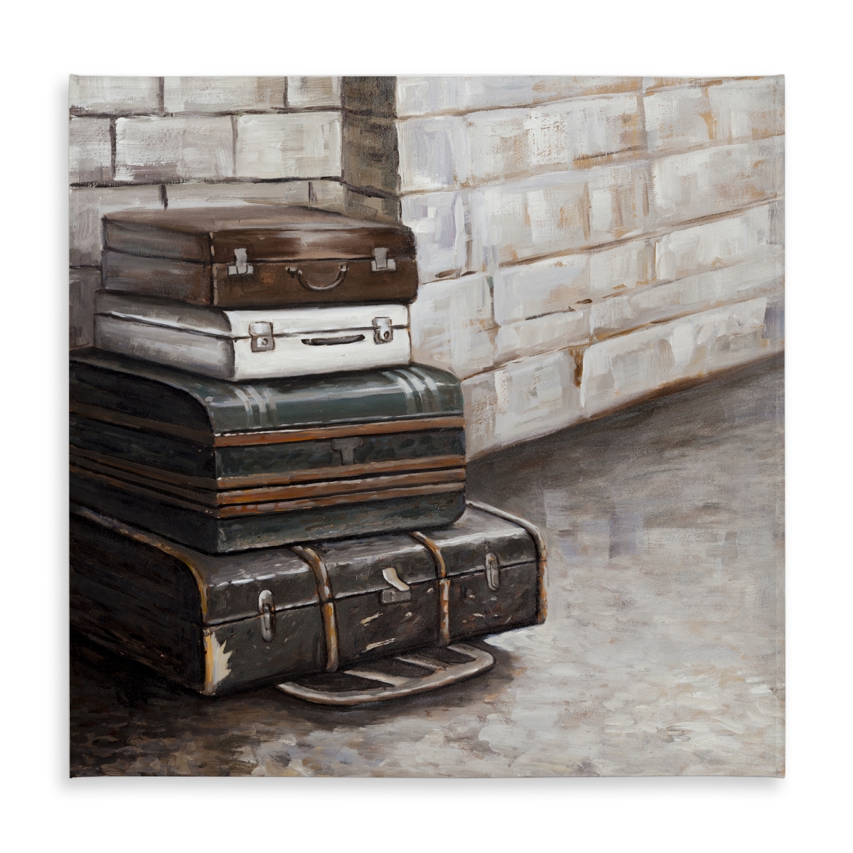 Picture of Begin Home Decor C1TC5858G4OO6T 58 x 58 in. Brown Tablecloth - Four Old Traveling Suitcases Design