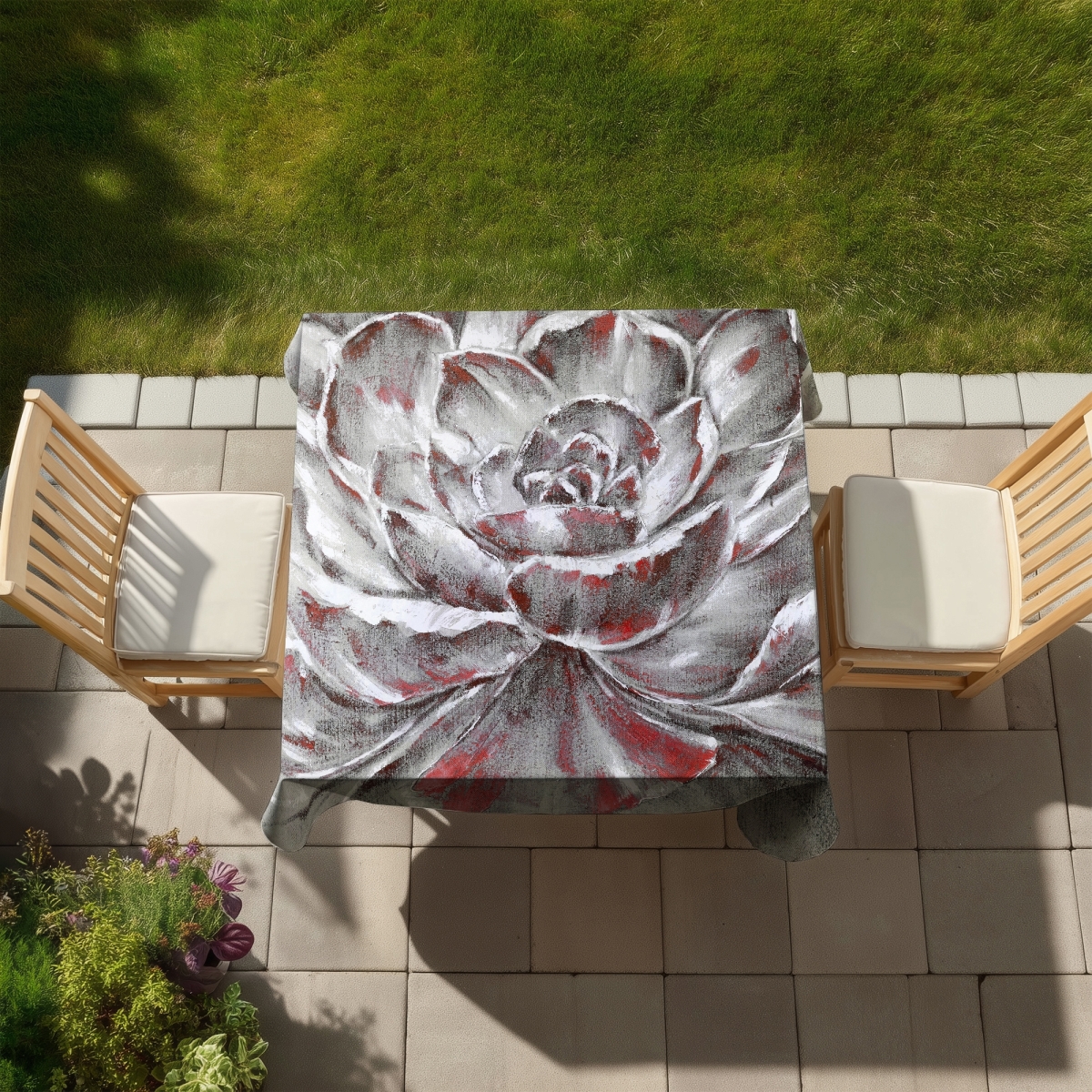 Picture of Begin Home Decor C1TC5858W9XYZK 58 x 58 in. Gray & Pink Floral Tablecloth - Indoor Outdoor Home Decor