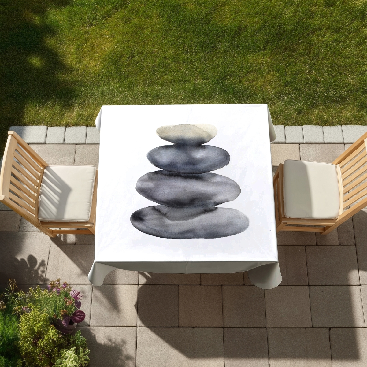 Picture of Begin Home Decor C1TC5858SO9IS0 58 x 58 in. Four Hot Stones Tablecloth - Indoor & Outdoor Decor - Still Life