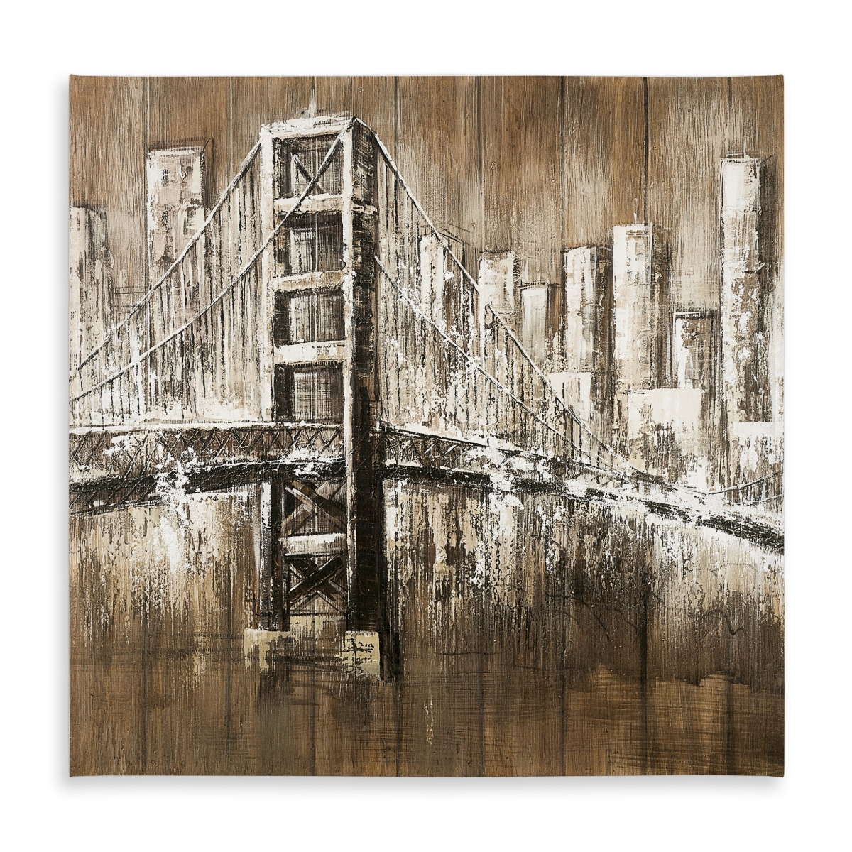 Picture of Begin Home Decor C1TC5858KUGESJ 58 x 58 in. Aged Finish Golden Gate Tablecloth - Indoor & Outdoor Decor