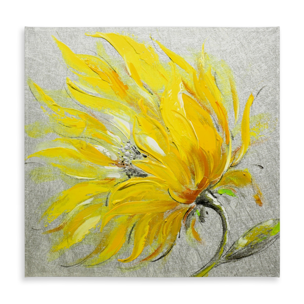 Picture of Begin Home Decor C1TC58583PY2ZR 58 x 58 in. Gray Floral Botanical Tablecloth - Yellow Flower Home Decor