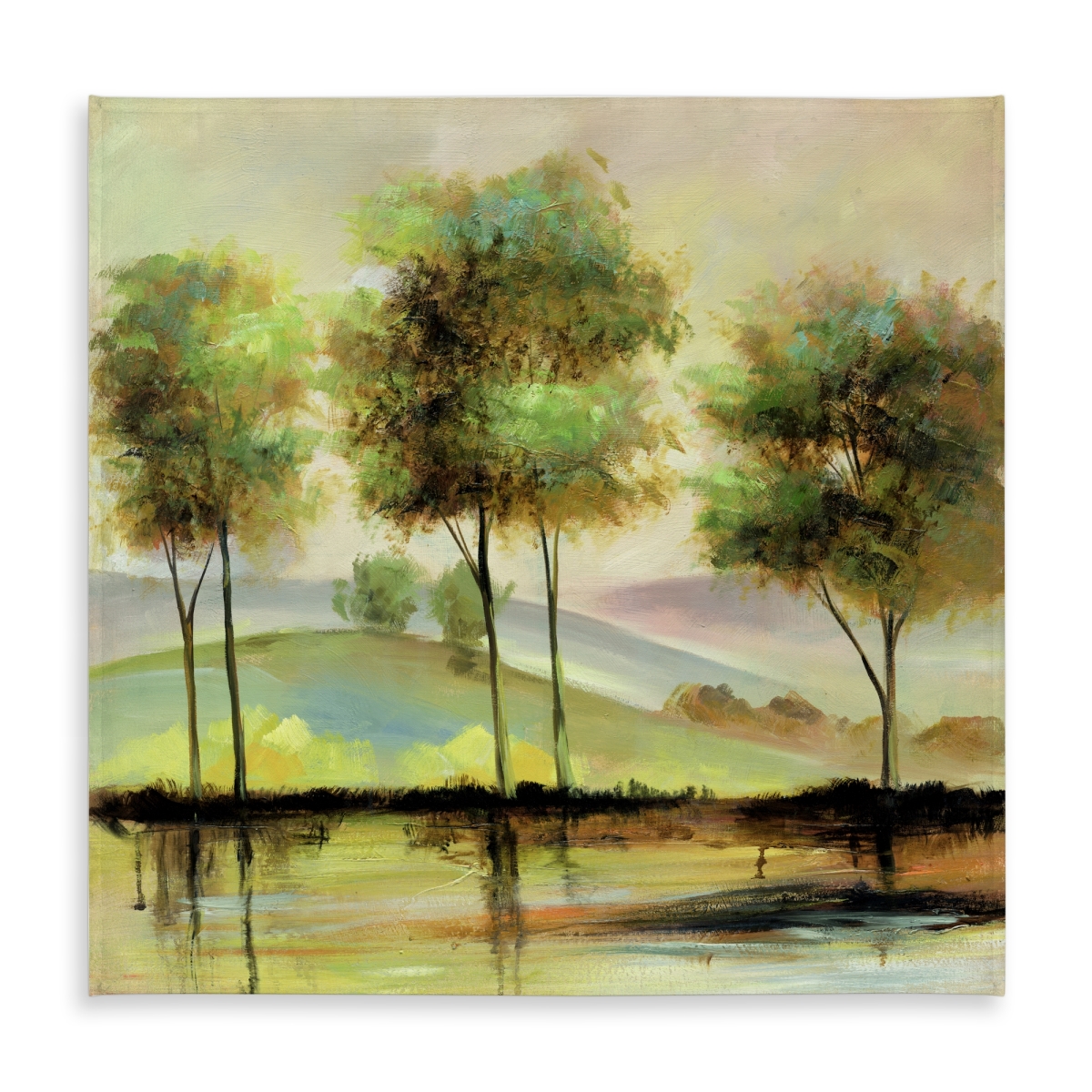 Picture of Begin Home Decor C1TC5858PJ6YHW 58 x 58 in. Trees Near the Lake Tablecloth - Green Contemporary Home Decor