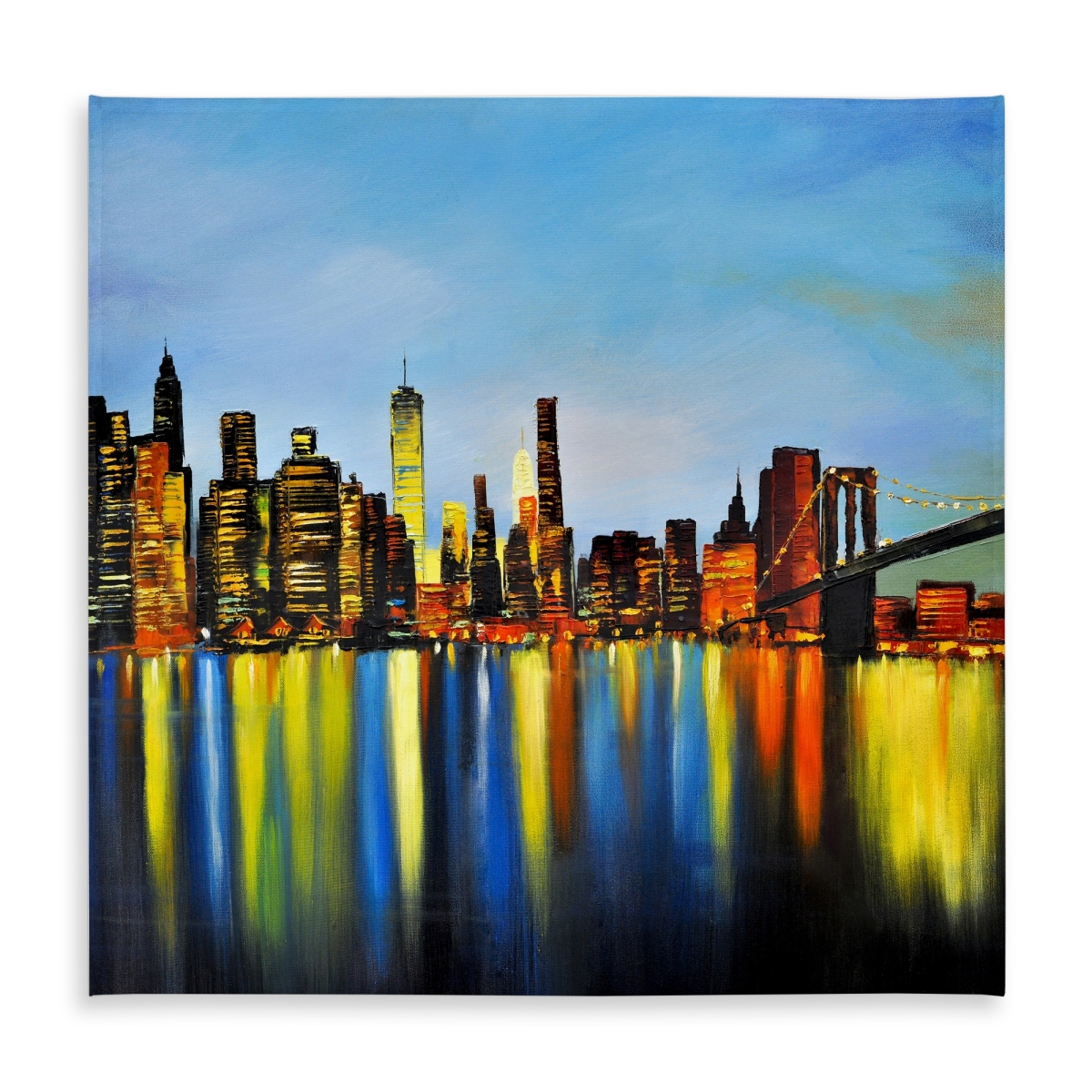 Picture of Begin Home Decor C1TC5858UFMB09 58 x 58 in. City by Night Tablecloth - Modern Urban Decor for Home