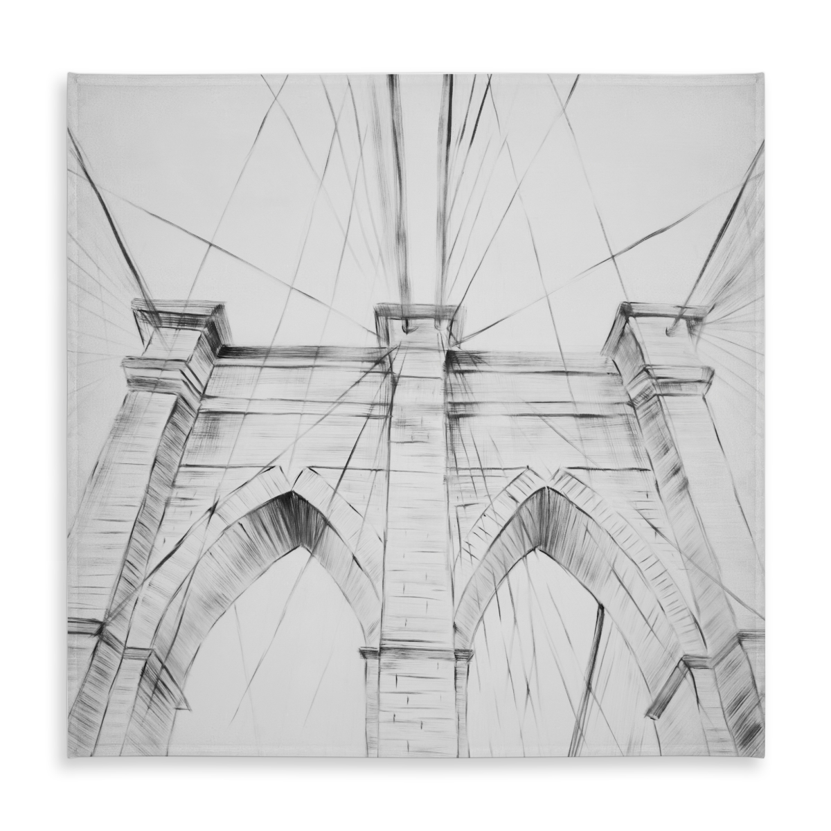Picture of Begin Home Decor C1TC5858WK69YY 58 x 58 in. Brooklyn Bridge Sketch Tablecloth - Indoor & Outdoor Home Decor
