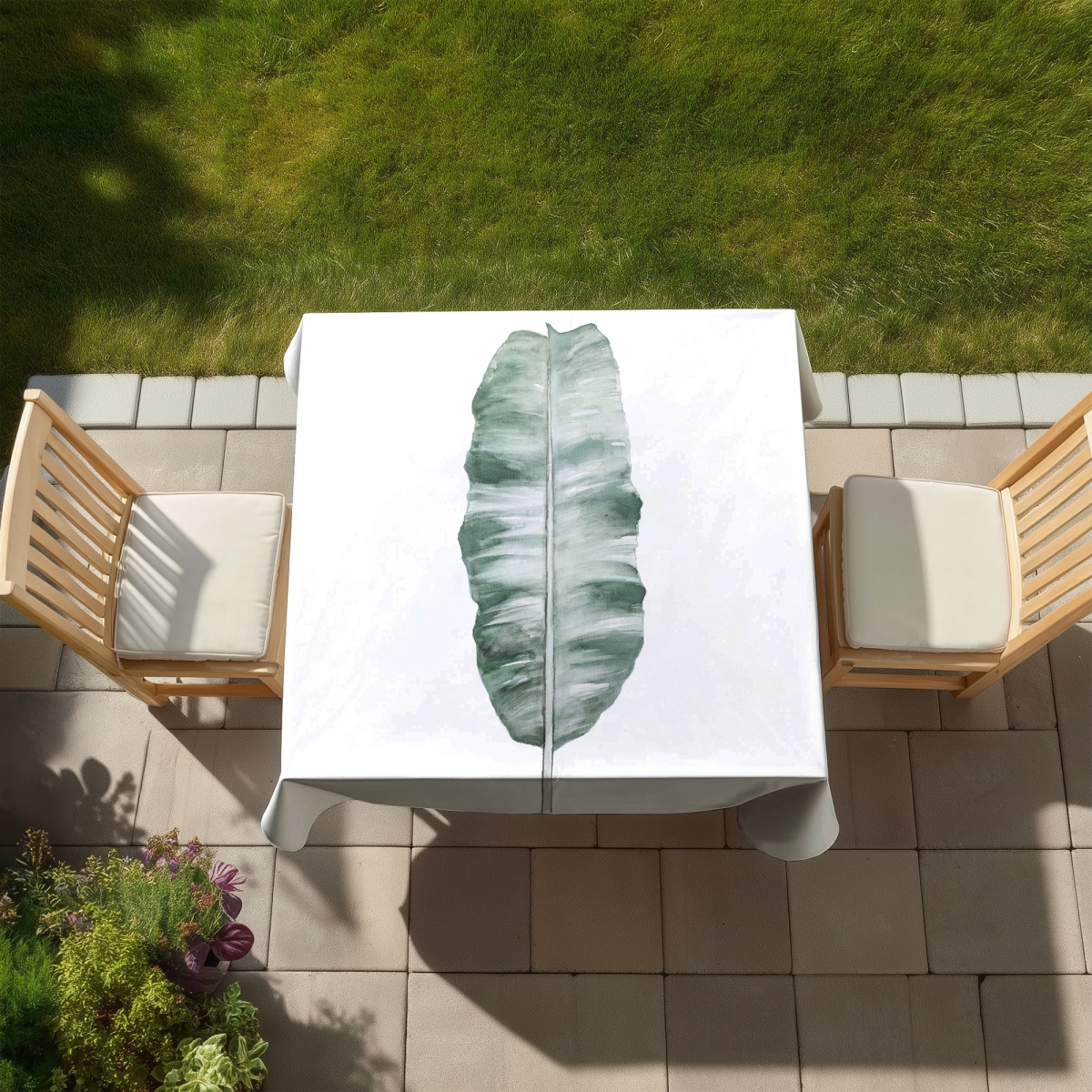 Picture of Begin Home Decor C1TC585886K09B 58 x 58 in. Banana Leaf Botanical Tablecloth - Indoor Outdoor Home Decor