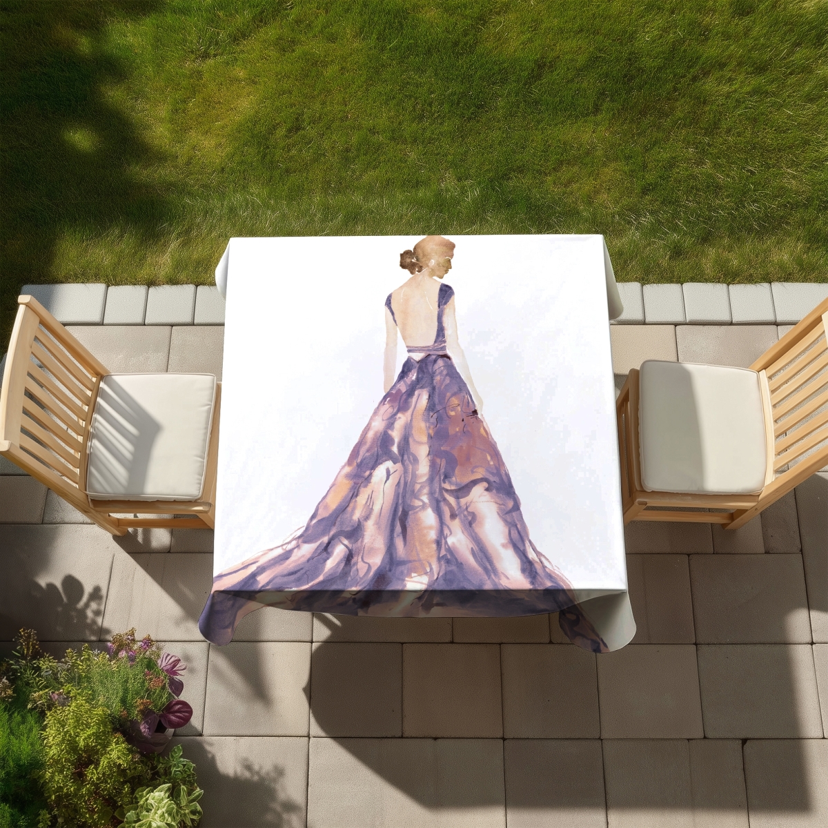 Picture of Begin Home Decor C1TC58586S3GIB 58 x 58 in. Purple Prom Dress Tablecloth - Indoor & Outdoor Home Decor