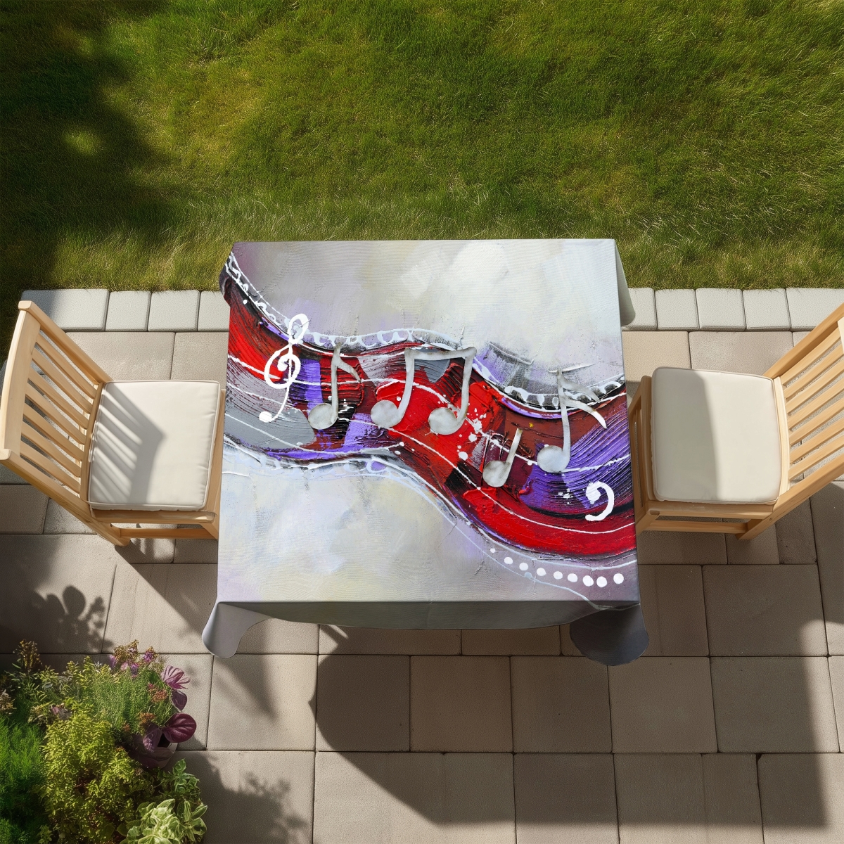 Picture of Begin Home Decor C1TC585834CO2P 58 x 58 in. Symphony Tablecloth - Indoor & Outdoor - Contemporary Shapes