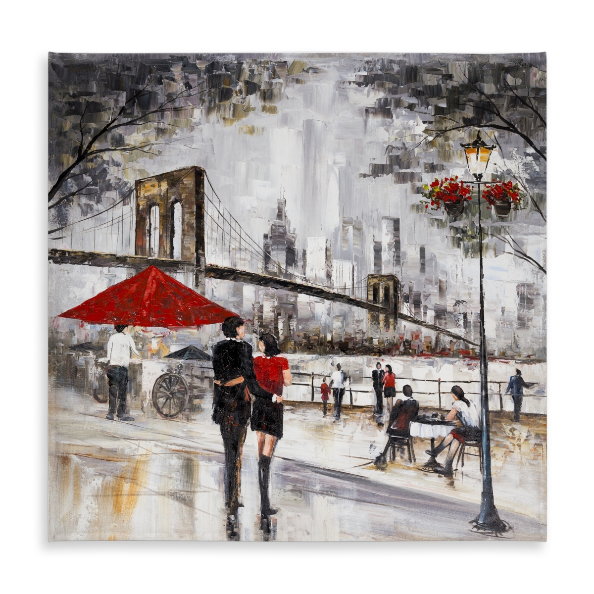 Picture of Begin Home Decor C1TC5858TI5Y8G 58 x 58 in. Building Brown Bedroom Tablecloth - Couple in York City Decor