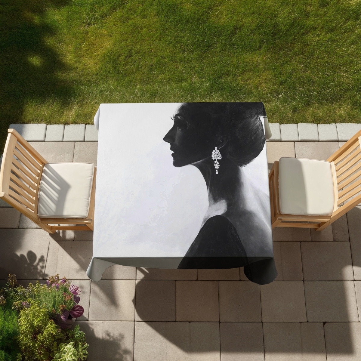 Picture of Begin Home Decor C1TC5858921HYA 58 x 58 in. White Monochrome Tablecloth - Chic Woman Home Decor
