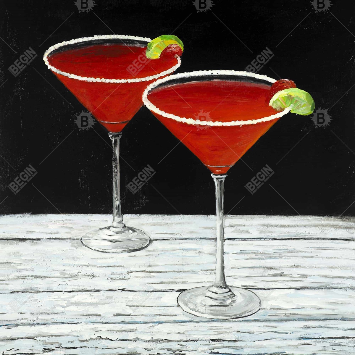 Picture of Begin Home Decor C1TC585896XA84 58 x 58 in. Contemporary Gray Tablecloth - Cosmopolitan Drink Design