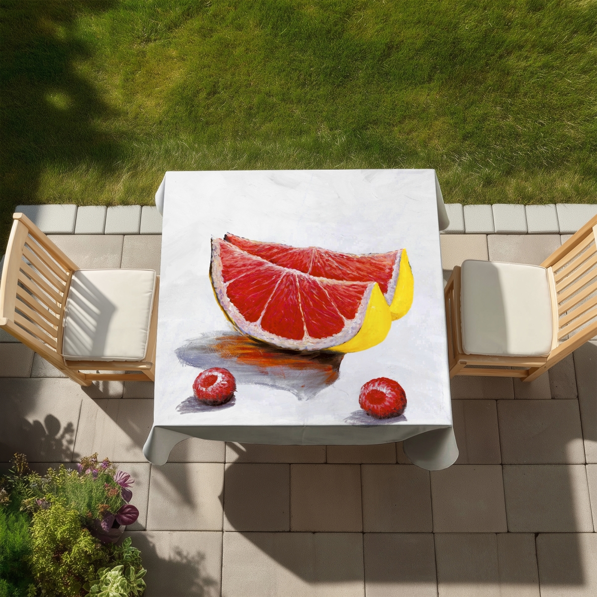 Picture of Begin Home Decor C1TC5858GQ0QQ2 58 x 58 in. Grapefruit Slices Indoor & Outdoor Tablecloth - Yellow Decor