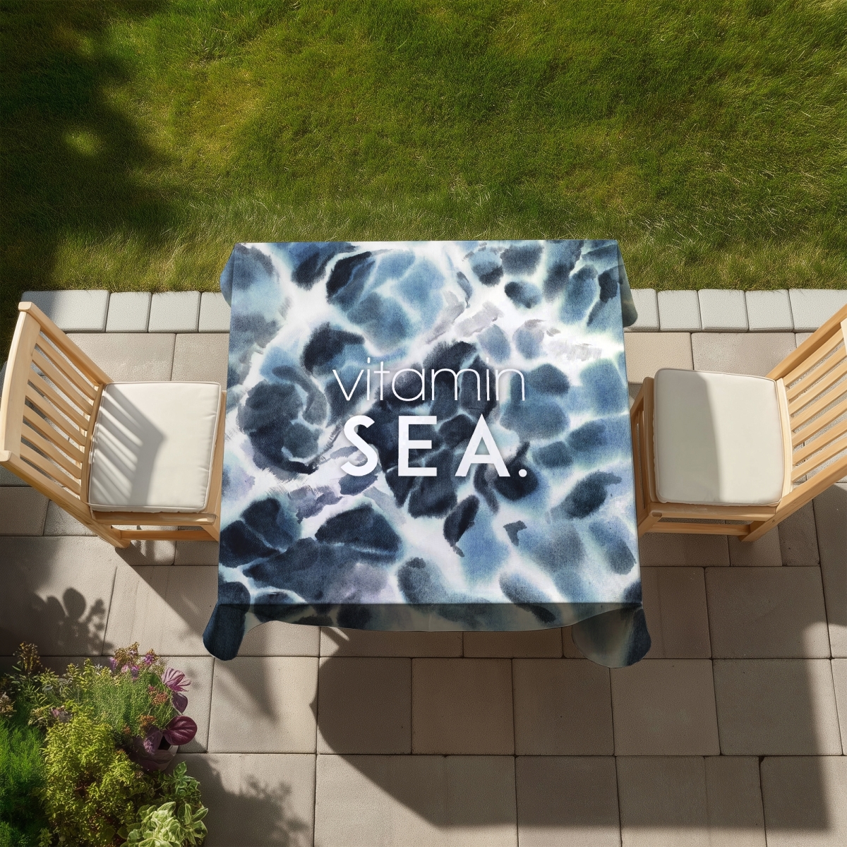 Picture of Begin Home Decor C1TC5858JIASLA 58 x 58 in. Vitamin Sea Coastal Tablecloth - Indoor & Outdoor Home Decor