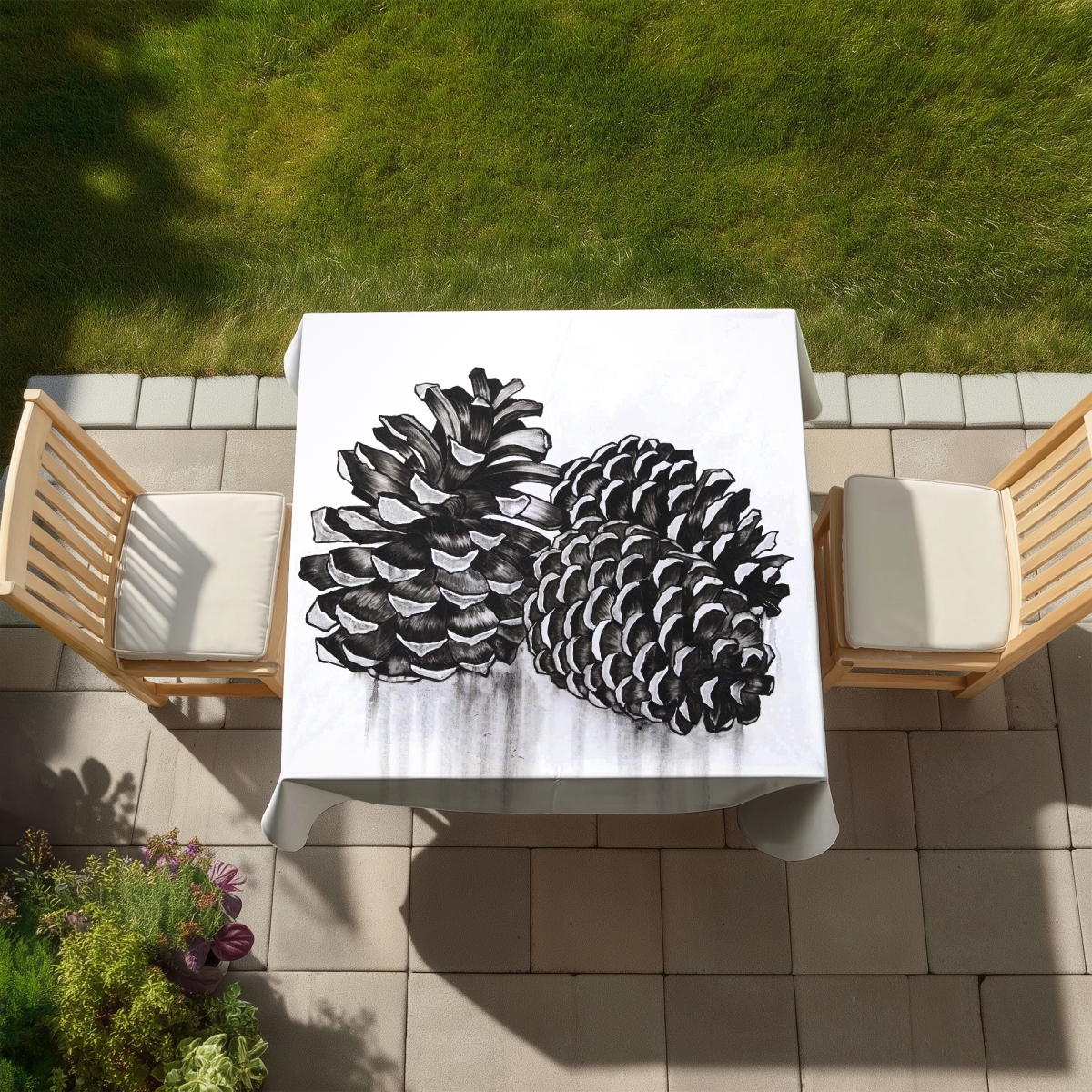 Picture of Begin Home Decor C1TC5858N39EXQ 58 x 58 in. Trees Gray Rustic Tablecloth - Indoor & Outdoor Home Decor