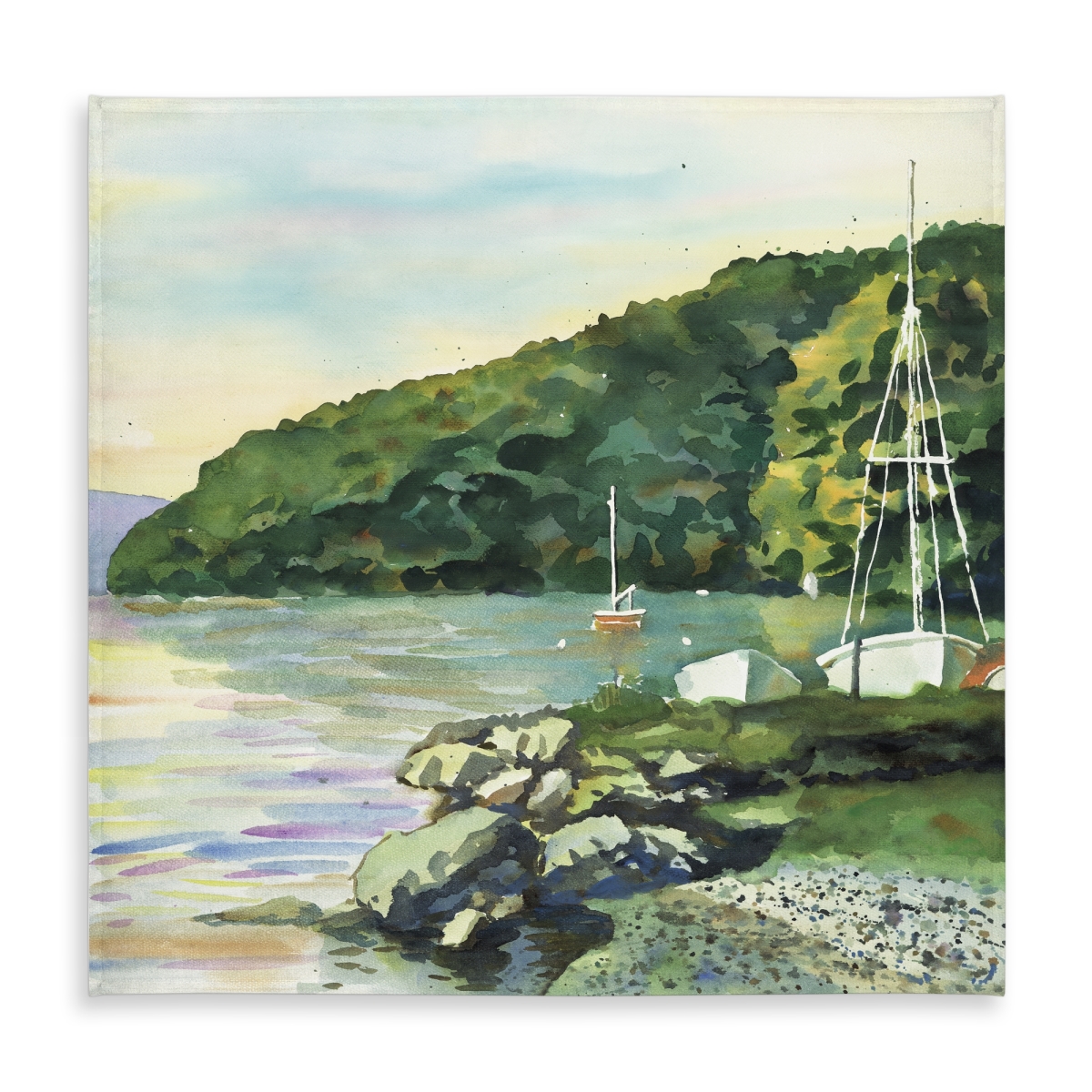 Picture of Begin Home Decor C1TC5858GMFAUJ 58 x 58 in. Sailboat Day Coastal Scenic Tablecloth - Indoor & Outdoor Decor