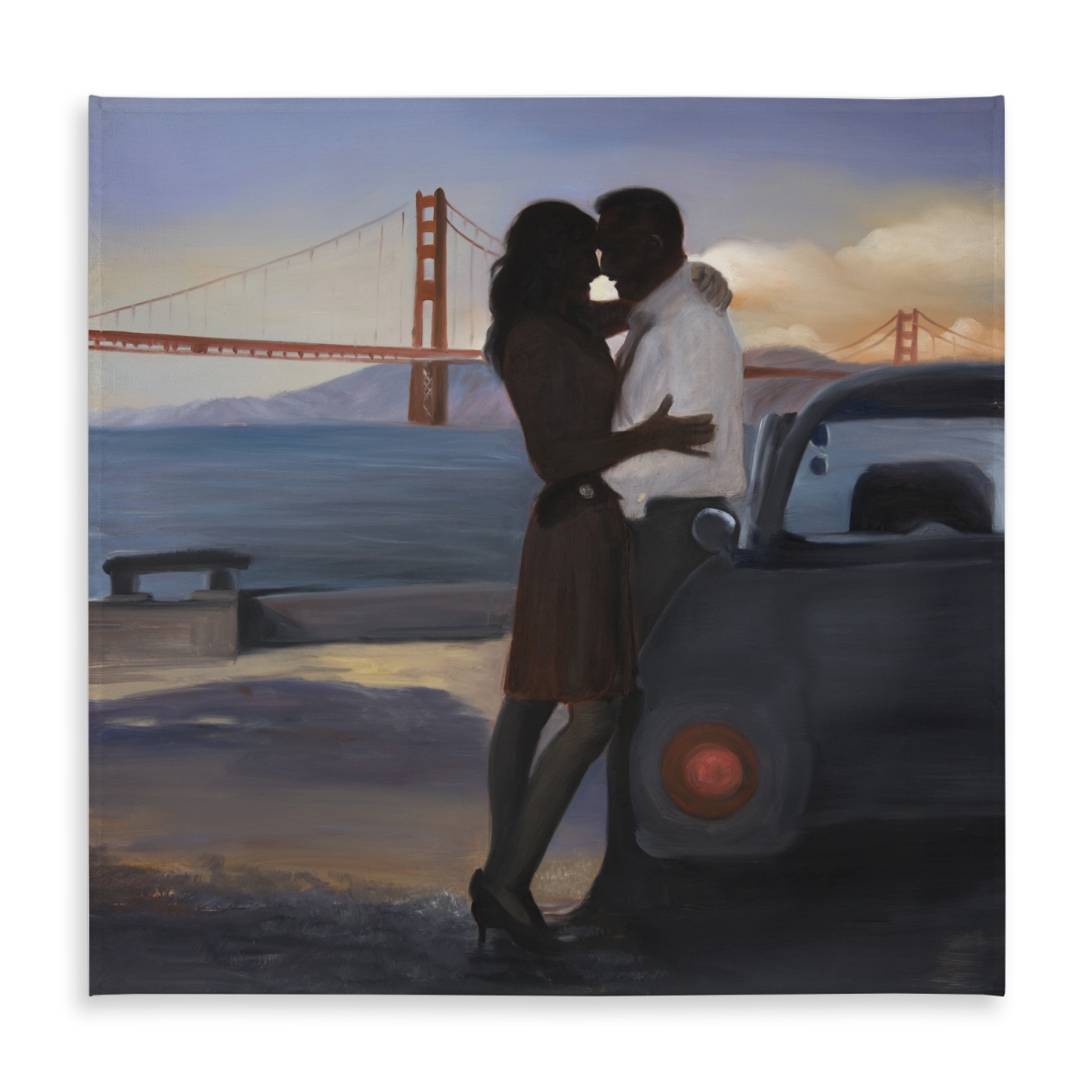 Picture of Begin Home Decor C1TC58586ICSD9 58 x 58 in. Blue Figurative Bridge Tablecloth - Loving Couple in Sf Decor